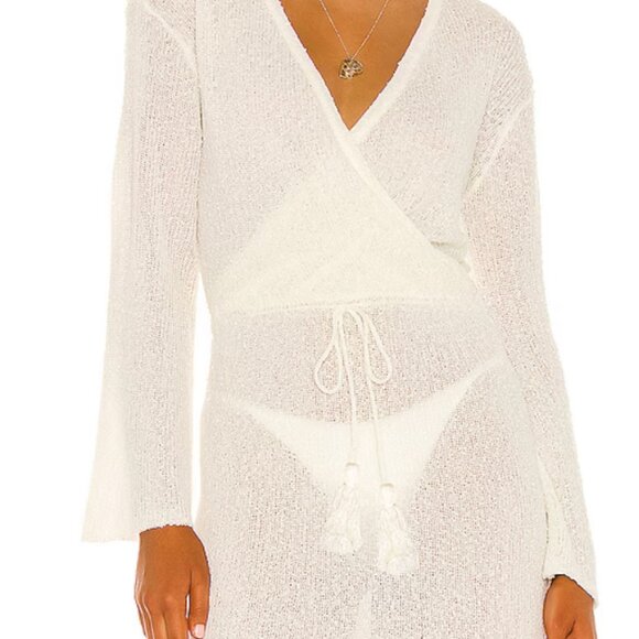 NWT L*Space X REVOLVE Topanga Dress Cream Long Sleeve Women’s Large Beach Cover - Picture 1 of 11